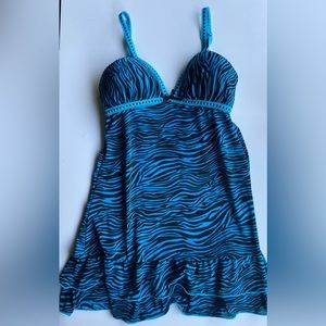 pucker up lingerie dress with blue & black zebra pattern